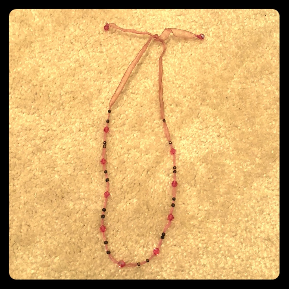 Betsey Johnson vintage Beaded ribbon necklace